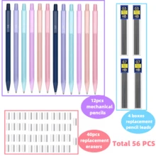 12 支装粉彩自动铅笔套装：轻巧，可伸缩 0.5/0.7 毫米笔尖，适用于艺术和写作，握感舒适 | 2025 返校季 | 学校用品 课堂必需品 | 考试用品 | 学习套装 | 宿舍必需品 | 数学课工具 | 青少年大学生用品 | 高中必备品 | 家庭作业铅笔 - 彩色 - 查看 19