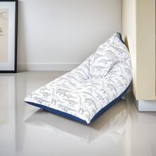 Kids Dinosaur Print Bean Bag Chair | Cozy Lounge Seat For Bedroom - Blue Dinosaur - View 3