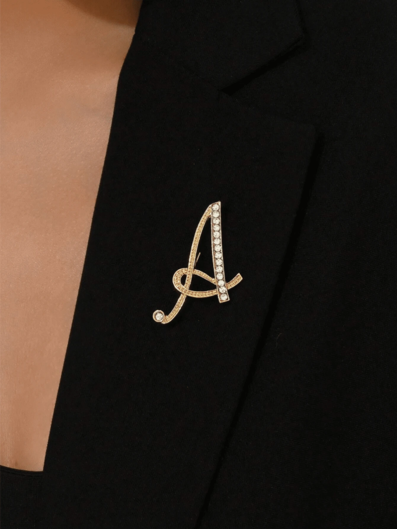 1pc Letter Brooch Pins Initial Rhinestone Brooch For Women Crafts Silvery A-Z