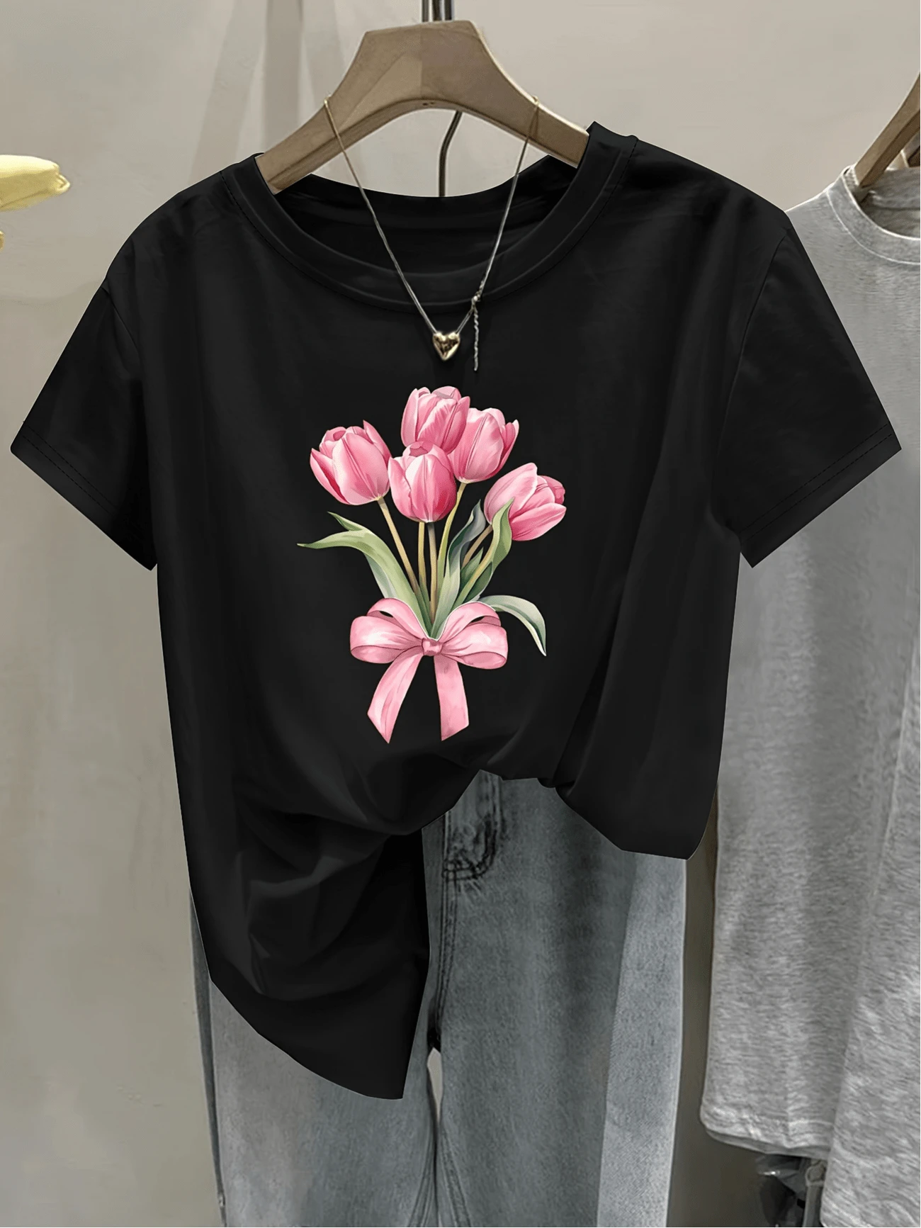 Women T-Shirts - 黑色 - 查看 1