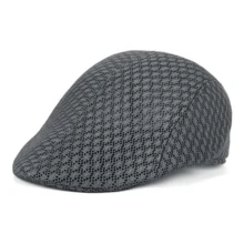Men's Italian Beret Breathable Mesh Fabric Summer Newsboy Celebrity Style - 灰色 - 查看 1