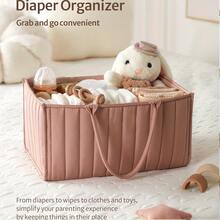1pc Baby Diaper Caddy, Stylish Diaper Storage Box, Diaper Basket - Newborn Baby Shower Party And Baby Essentials, Suitable For Nursery Organization, Mommy Bag For Baby Travel, Travel Clothes Storage Bag - Fashionable Diaper Basket Organizer, Fit For Changing Table - Multicolor - View 1
