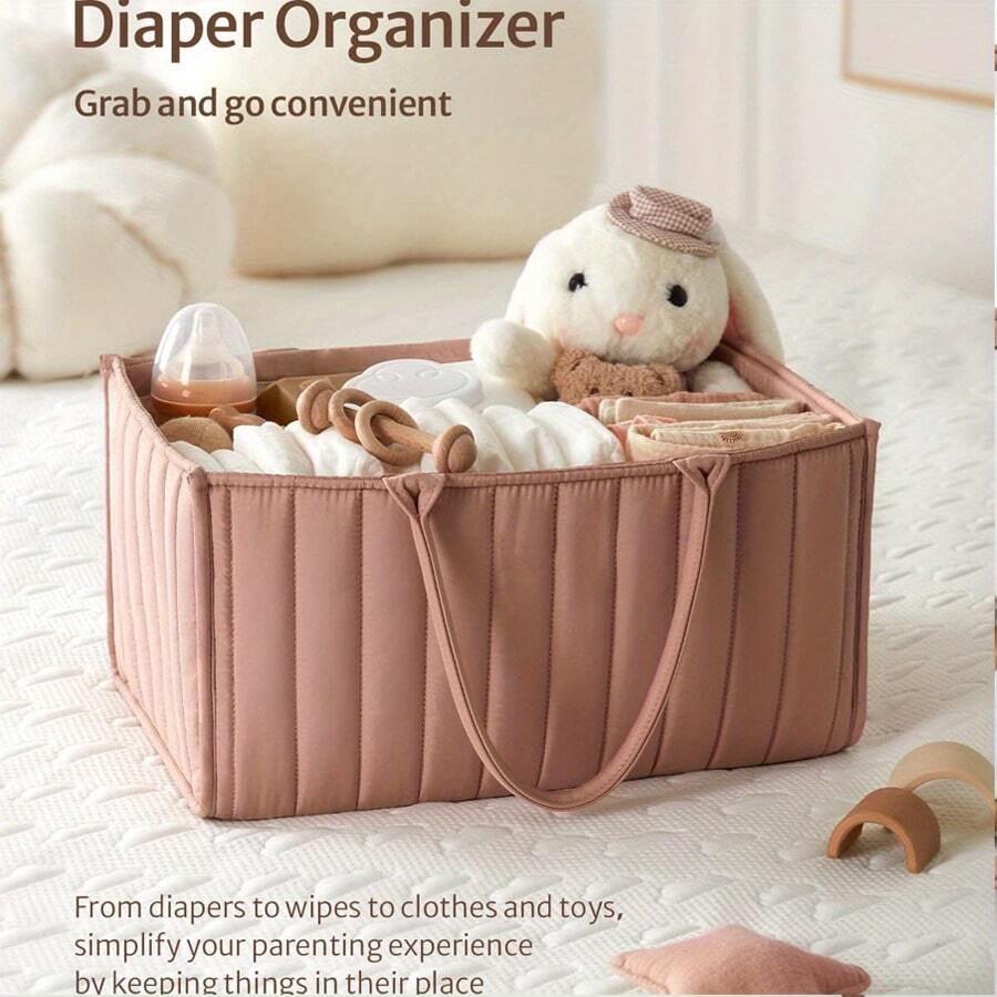 1pc Baby Diaper Caddy, Stylish Diaper Storage Box, Diaper Basket - Newborn Baby Shower Party And Baby Essentials, Suitable For Nursery Organization, Mommy Bag For Baby Travel, Travel Clothes Storage Bag - Fashionable Diaper Basket Organizer, Fit For Changing Table - Multicolor - View 1
