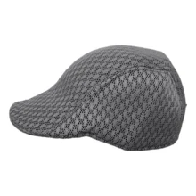 Men's Italian Beret Breathable Mesh Fabric Summer Newsboy Celebrity Style - 灰色 - 查看 3