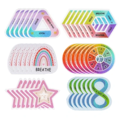 6/18/36 件感官贴纸，用于缓解焦虑、平静情绪、正念呼吸、儿童坐立不安、缓解办公室和教室课桌焦虑
