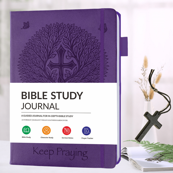 Bible Study Journal For Women Man, Prayer Journal Cross Notebook Gifts,Church Notes Notebook For Note Taking & Reflection - Guided Bible Study Notebook Bible Study Supplies, Faith-Based Religious Gifts & Bible Study Supplies