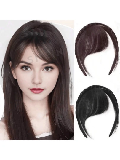 休闲编织刘海鬓角假发发箍，适合约会和外出，可作发带、发箍、发饰、头饰等。