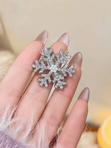 6/10/20 piezas Pinzas para el cabello de mujer con perlas en forma de copo de nieve plateadas, pasadores con rhinestones, pinzas de cocodrilo para el flequillo, accesorios elegantes para uso diario, Navidad, Año Nuevo, pinzas de garra, pinzas para el cabello, pasadores para el cabello, pinzas de cocodrilo para el cabello, accesorios de invierno, accesorios para rave, looks de fiesta, accesorios para el cabello - Plateado - Ver 7