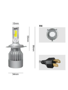 Pair Of C6 Super Led Lamps 6000K H1 H3 H4 H7 H11 H13 H16 H27 HB3 HB4 12V To 24V - H4 - 查看 4