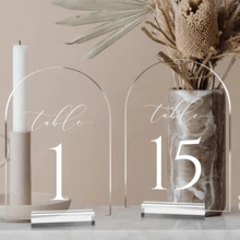 1-40 Transparent Acrylic Arch-Shaped Table Numbers With Acrylic Stands, Clear Acrylic Arch Table Numbers With Bases, Suitable For Wedding, Reception, Party, Event Decoration, Summer Birthday Gift, Beach, Back To School, Room Decor