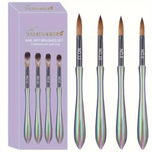 4PCS Acrylic Nail Brush Set - Professional Acrylic Nail Brushes For Acrylic Application, Laser Crystal Acrylic Brushes For Nails Extension & 3D Nail Carving Size - Màu xanh Ô liu - Xem 7