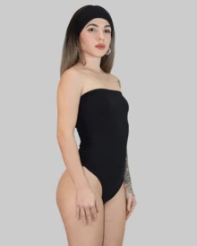 STRAPLESS BODYSUIT POLYAMIDE BODYSUIT WOMEN'S STRAPLESS LEOTARD STRAPLES SEAMLESS THREAD PANTIES AITONA - Negro - Ver 2