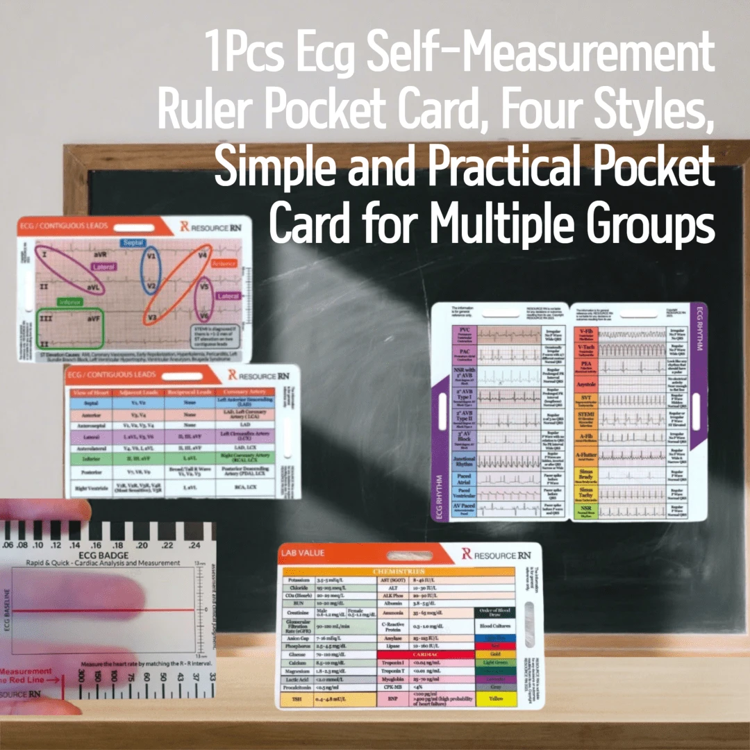 1pc ECG Self-Measurement Ruler Pocket Card, 4 Styles, Simple & Practical Pocket Card For Multiple Groups