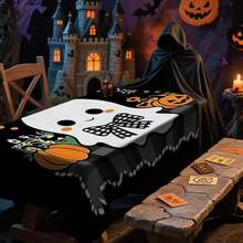 1/20 piezas Mantel de Halloween, Calabaza naranja espeluznante, Mantel con patrón de fantasma blanco, Excelente para uso en interiores/exteriores, Reuniones familiares, Cocina y comedor, Decoraciones de Halloween, Decoración del hogar