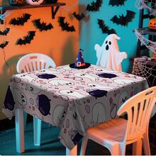 1/20pcs Halloween Tablecloth - Scary Cute White Ghost With Purple Potion Pattern Tablecloth, Durable Rectangular Tablecloth, Perfect For Dining, Picnics, Festivals, Weddings And Tea Parties, Halloween Decoration - Multicolor - View 8