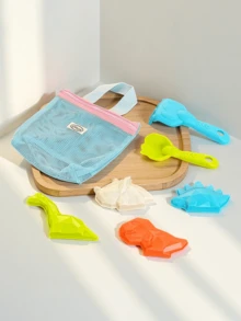 7pcs Kids Beach Toys Set With Storage Bag, Suitable For Digging Sand And Playing In Water. Made Of Durable ABS Material. Set Includes: Shovel, Rake, Dinosaur & Animal Molds, Random Colors. Suitable For 3-6-12 Years Old Boys And Girls For Outdoor Beach Play.