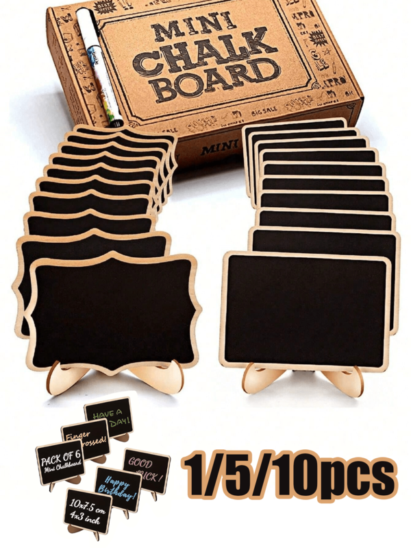 1/5/10pcs Mini Blackboard Display Board Decoration,Home Decoration Sign,Mini Message Board Display Wooden Blackboard,Suitable For Wedding,Baking Display,Hotel, Banquet,Dessert Display,Table Card,Mother's Day Graduation Ceremony,DIY Project And Other Occasions.