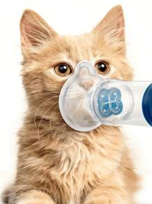 便携式宠物气雾吸入器，适用于猫狗——温和的手持式呼吸护理设备，透明设计，蓝色花形吸嘴，呼吸舒适