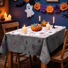 1/20 piezas Mantel de Halloween - Mantel con patrón de fantasmas blancos lindos y espeluznantes, mantel rectangular duradero, perfecto para comer, picnic, fiestas, bodas y meriendas, decoración de Halloween