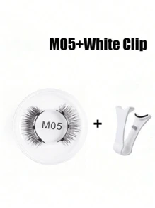 1 pereche de gene false magnetice, kit cu pensetă aplicatoare profesionale, reutilizabile, fără lipici, gene false Manga Lash, naturale, lungi și pufoase, Faux Mnk, păr moale, ochi ușori, instrument de machiaj pentru petreceri de călătorie înfrumusețate