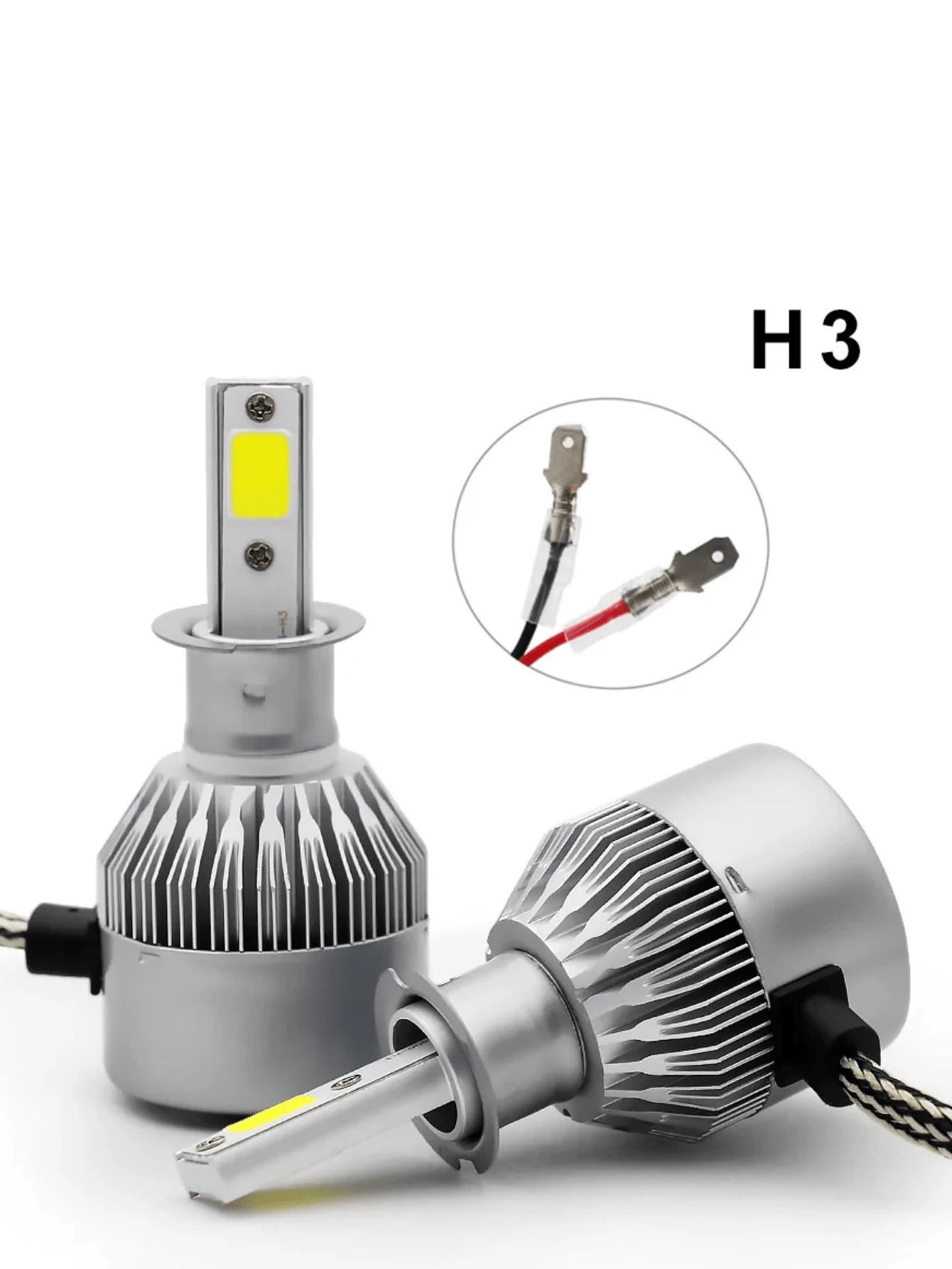 Pair Of C6 Super Led Lamps 6000K H1 H3 H4 H7 H11 H13 H16 H27 HB3 HB4 12V To 24V - H3 - 查看 1