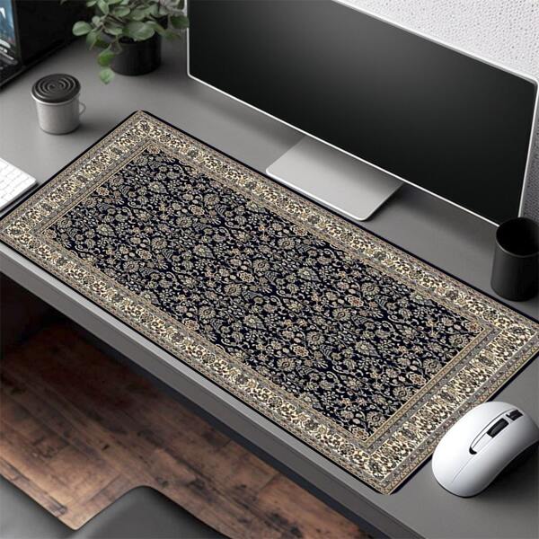 1 pieza Alfombrilla de ratón con flores bohemias, estética artística, tapete de escritorio grande de 35.4x15.7 pulgadas, accesorios de escritorio, base de goma, alfombrilla de ratón con borde cosido, antideslizante, para escritorio de oficina, hogar, computadora, como regalo para hombres, mujeres, amigos, cumpleaños, Halloween