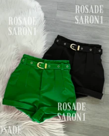Set Of 2 Two Tailored Shorts + Belt Fashion Blogger  2025 - Green - View 2