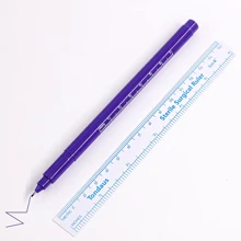 قلم تحديد وشم بمسطرة دقيقة، قلم تحديد ثنائي الطرف بحبر أرجواني بسمك 0.5 مم و 1 مم، أداة مكياج وشم الحواجب الجراحي، اكسسوارات الوشم 2 قطعة - متعدد الألوان - مشاهدة 12