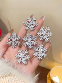 6/10/20 piezas Pinzas para el cabello de mujer con perlas en forma de copo de nieve plateadas, pasadores con rhinestones, pinzas de cocodrilo para el flequillo, accesorios elegantes para uso diario, Navidad, Año Nuevo, pinzas de garra, pinzas para el cabello, pasadores para el cabello, pinzas de cocodrilo para el cabello, accesorios de invierno, accesorios para rave, looks de fiesta, accesorios para el cabello - Plateado - Ver 13
