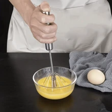 1 pieza Batidor manual de acero inoxidable, batidor de huevos, apto para hornear, cocinar, beber y hacer mezclas de crema, herramienta de cocina portátil, apta para chefs de hogar y cocina al aire libre, diseño de mango elegante