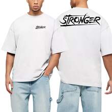 White Oversized Gym T-Shirt Comfortable Cotton Model: "Stronger" - Special New