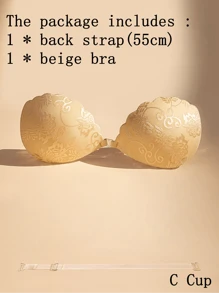 ideaCCSZ 1件/2件装蕾丝隐形文胸，白色粘性聚拢文胸，硅胶乳贴，前扣自粘设计，后背带，可重复使用，适合婚礼和无肩带晚礼服