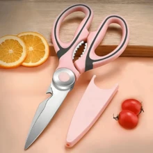1 pieza Tijeras de cocina multifuncionales, tijeras para cortar pescado y carne de acero inoxidable - Multicolor - Ver 8