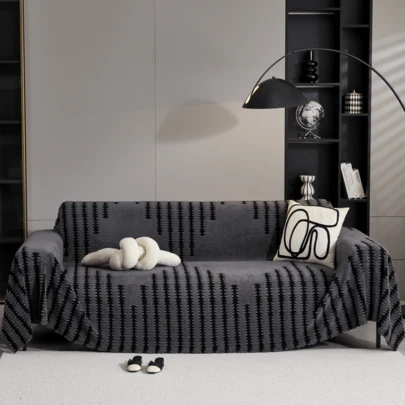 1pc Plush Sofa Towel, Luxury Minimalist Sofa Cover, Anti-Slip Anti-Dust Anti-Scratch Sofa Protector, Decorative For Living Room Bedroom Office Study, Sofa Cover