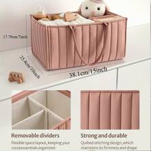 1pc Baby Diaper Caddy, Stylish Diaper Storage Box, Diaper Basket - Newborn Baby Shower Party And Baby Essentials, Suitable For Nursery Organization, Mommy Bag For Baby Travel, Travel Clothes Storage Bag - Fashionable Diaper Basket Organizer, Fit For Changing Table - Multicolor - View 2