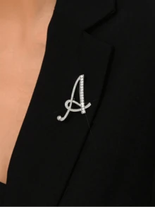 1 Stück Buchstaben Brosche Pins Initialen Strass Brosche für Frauen Handwerke Silbrig A-Z