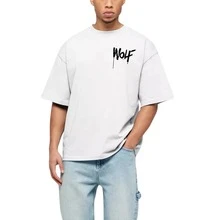 White Oversized Gym T-Shirt Comfortable Cotton Model: "Wolf" - Special New