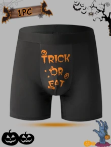 HIALEGION 1pc Men Halloween Print Minimalist Boxer Briefs, Casual Daily Wear - Multicolor - View 1