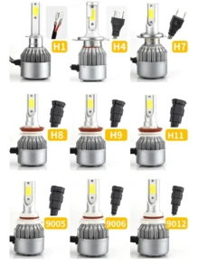 Pair Of C6 Super Led Lamps 6000K H1 H3 H4 H7 H11 H13 H16 H27 HB3 HB4 12V To 24V - H1 - 查看 8
