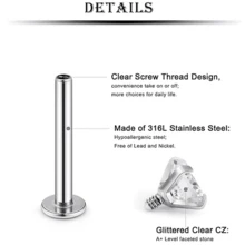 18件組 16G 不鏽鋼美杜莎唇環，2mm/3mm/4mm 螺旋穿刺飾品，中性唇釘/Monroe唇環 - 銀色 - 查看 4