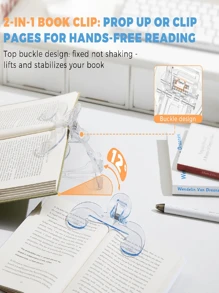 1 个蓝色透明备忘录夹，固定阅读书夹，防翻页文件夹，适用于学校用品，返校