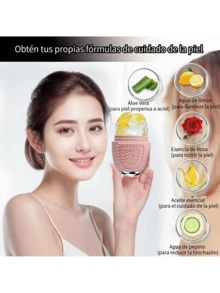 Rodillo masajeador de cubitos de hielo para la cara, los ojos y el cuello, acondicionamiento natural y cuidado de la piel, reduce la hinchazón de las bolsas de los ojos, alivia el dolor de migraña,- Masajea la piel - Rodillo de masaje facial de belleza para ojos, cuello y rostro - Herramientas para el cuidado de la piel - Rosa - Ver 3