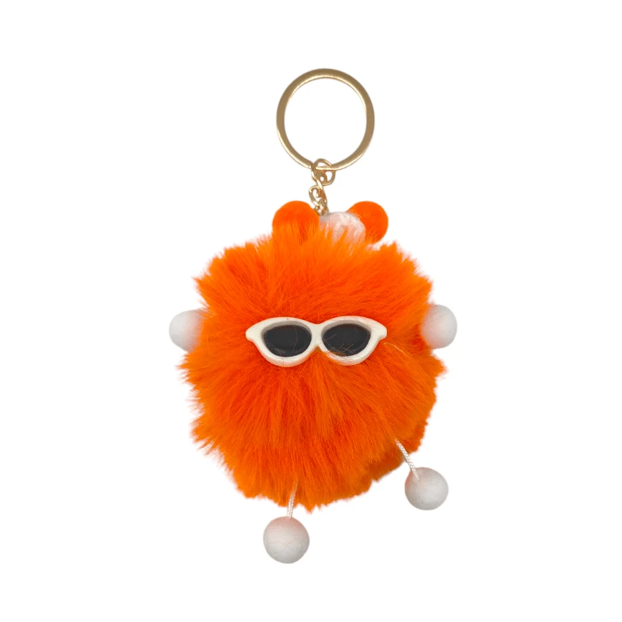 Cool Colorful Pompom Plush Keychain - Choose The Color - Naranja - Ver 1