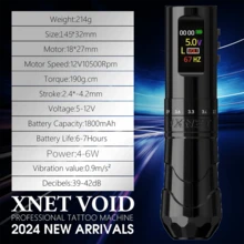 XNET 1pc Professional Wireless Tattoo Pen Machine, 7-Speed Adjustable Stroke 2.4-4.2mm, Additional Grip Body, Suitable For Tattoo Artists - Black - View 3