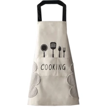 Delantal de cocina de 4 piezas con bolsillos para limpiar las manos, delantal de chef con bolsillo grande, para mujeres y hombres, resistente al agua y al aceite, cómodo y ajustado, duradero y ligero para cocinar, hornear, restaurante, barbacoa, pintar y hacer manualidades. - Paquete de 4 - Ver 7