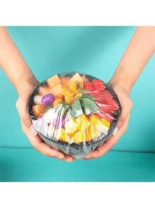 100PCS Disposable Plastic WrapFor Keeping Leftover Foods FreshWith Elastic And Self Seal Closure,Suitable For Covering Bowls AndDishes, Home Use