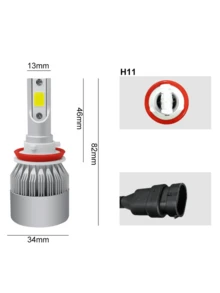 Pair Of C6 Super Led Lamps 6000K H1 H3 H4 H7 H11 H13 H16 H27 HB3 HB4 12V To 24V - /H9/H11 - 查看 2