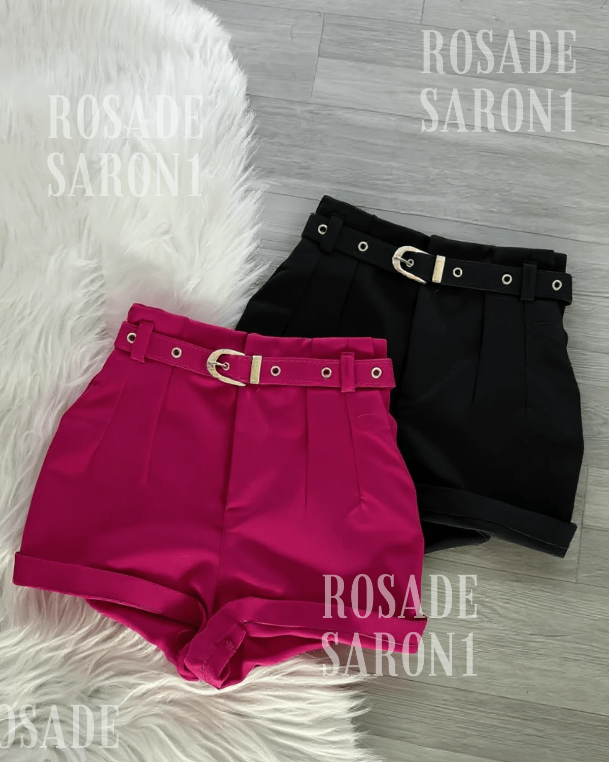 Set Of 2 Two Tailored Shorts + Belt Fashion Blogger 2025 - Hot Pink - View 1