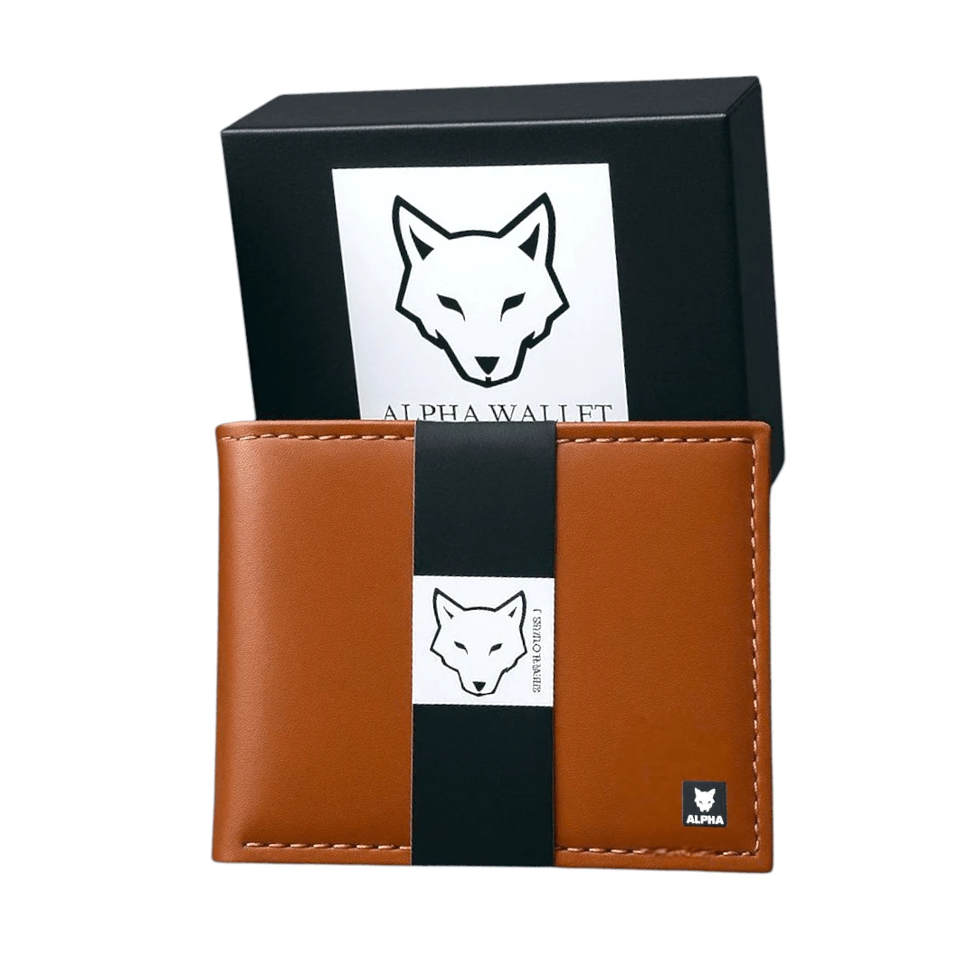 Men's Slim Multifunctional Wallet Synthetic Leather Card Holder Comes With Elegant Box - Camel - Ver 1