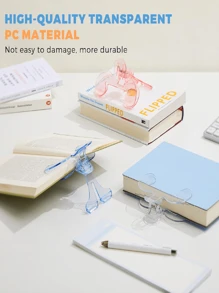 1 个蓝色透明备忘录夹，固定阅读书夹，防翻页文件夹，适用于学校用品，返校